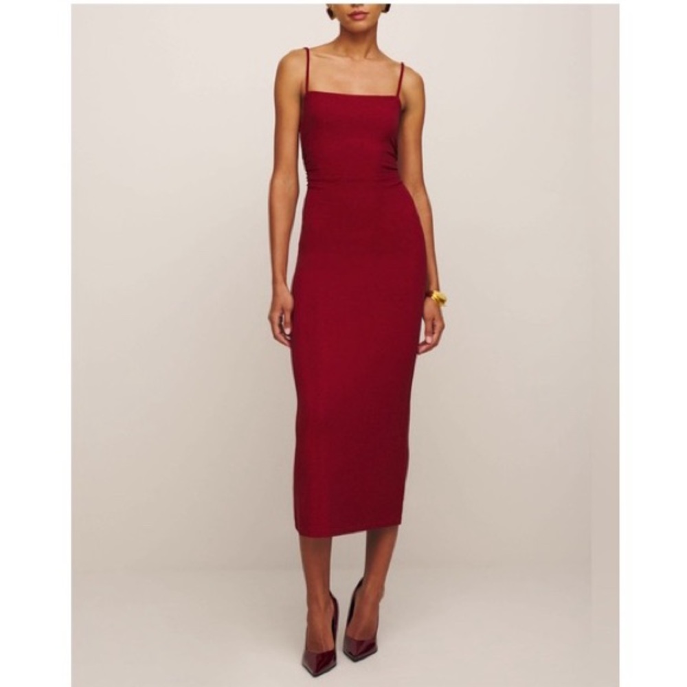 REFORMATION Breslin Knit Dress Red Sparkle - Picture 2 of 10